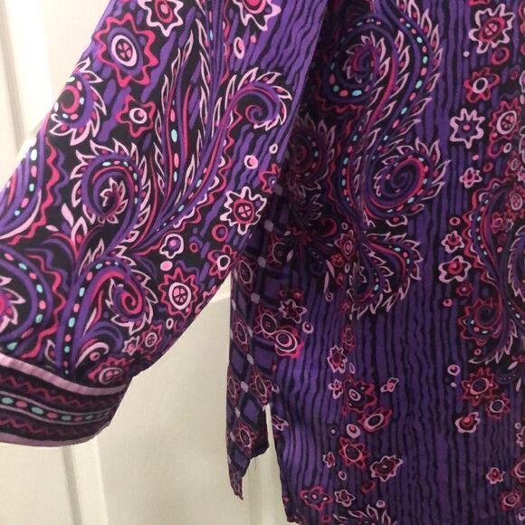 100 % silk Bob Mackie womens button up blouse size M - Picture 7 of 16